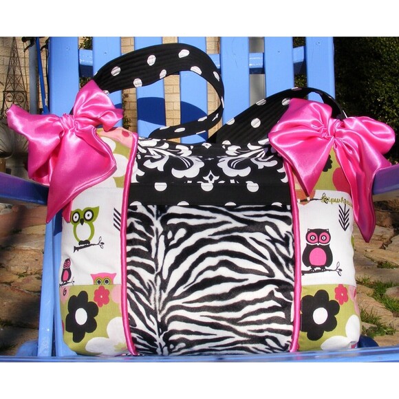 Custom Handmade Owl Theme Diaper Bag Pockets Large Capacity Crossbody patchwork - Picture 6 of 8